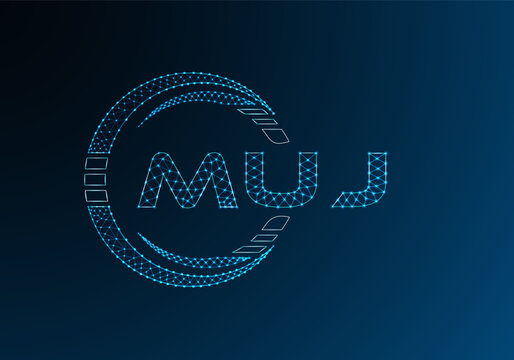 MUJ low poly letter logo vector design. MUJ lower poly logo design. Low poly logo.