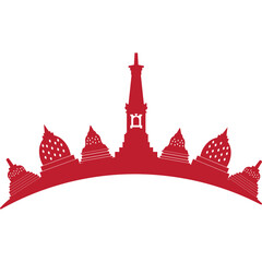 Indonesian Building Monuments Silhouette