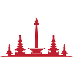 Indonesian Building Monuments Silhouette