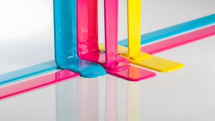 Vibrant CMYK Paint Spills: Abstract Color Photography