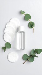 Clean beauty products arranged on a light background