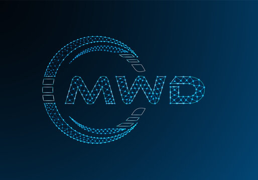 MWD low poly letter logo vector design. MWD lower poly logo design. Low poly logo.