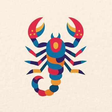 Colorful abstract scorpion illustration animation isolated asset, transparent 4K video, alpha channel, ProRes 4444