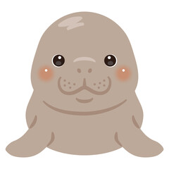 正面から見たジュゴンのイラスト