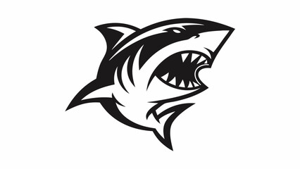 Tribal Shark Tattoo Design – Bold Black and White Ocean Predator Vector