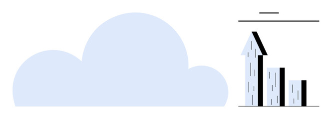 Cloud representing digital storage and bars as business growth trends. Ideal for data analytics, business strategy, cloud computing, growth optimization, innovation, technology, simple landing page