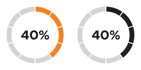 Loading circles and progress circles from 0 to 100 percent. loading bar circle. solid and line icon set. vector illustration. eps file.