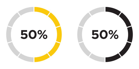 Loading circles and progress circles from 0 to 100 percent. loading bar circle. solid and line icon set. vector illustration. eps file.