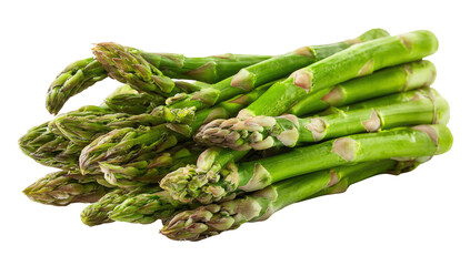 Fresh green asparagus spears close up on transparent background