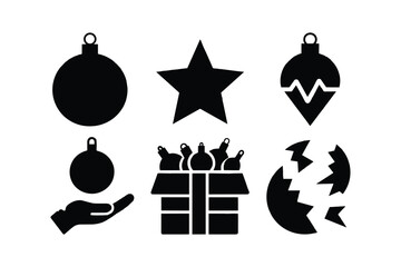 Black Christmas Ornaments Star and Hand Silhouette broken ornament