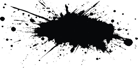 Abstract black in splash, paint, brush strokes, stain grunge isolated on white background. Black stroke messy on a transparent background.