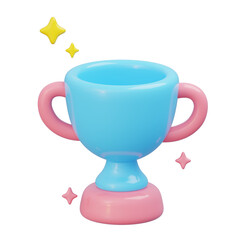 Blue pink trophy with yellow stars