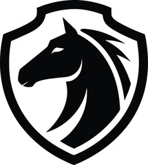 Horse head silhouette icon simple black animal logo design vector illustration