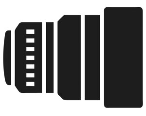 Clean black silhouette of a camera lens design perfect for photography and digital art