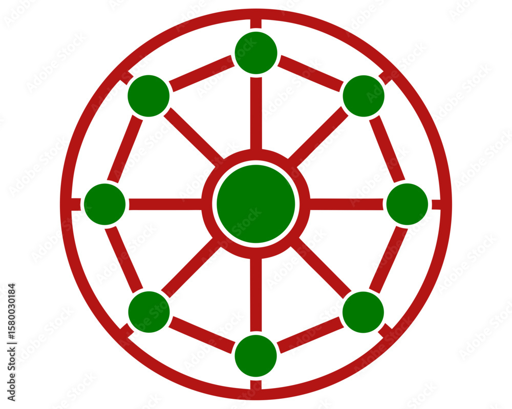 Aufkleber Abstract geometric network diagram illustration with green and red color scheme