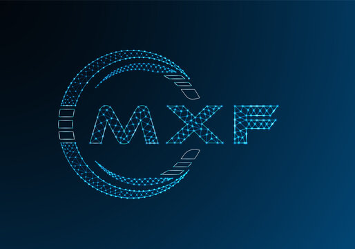 MXF low poly letter logo vector design. MXF lower poly logo design. Low poly logo.
