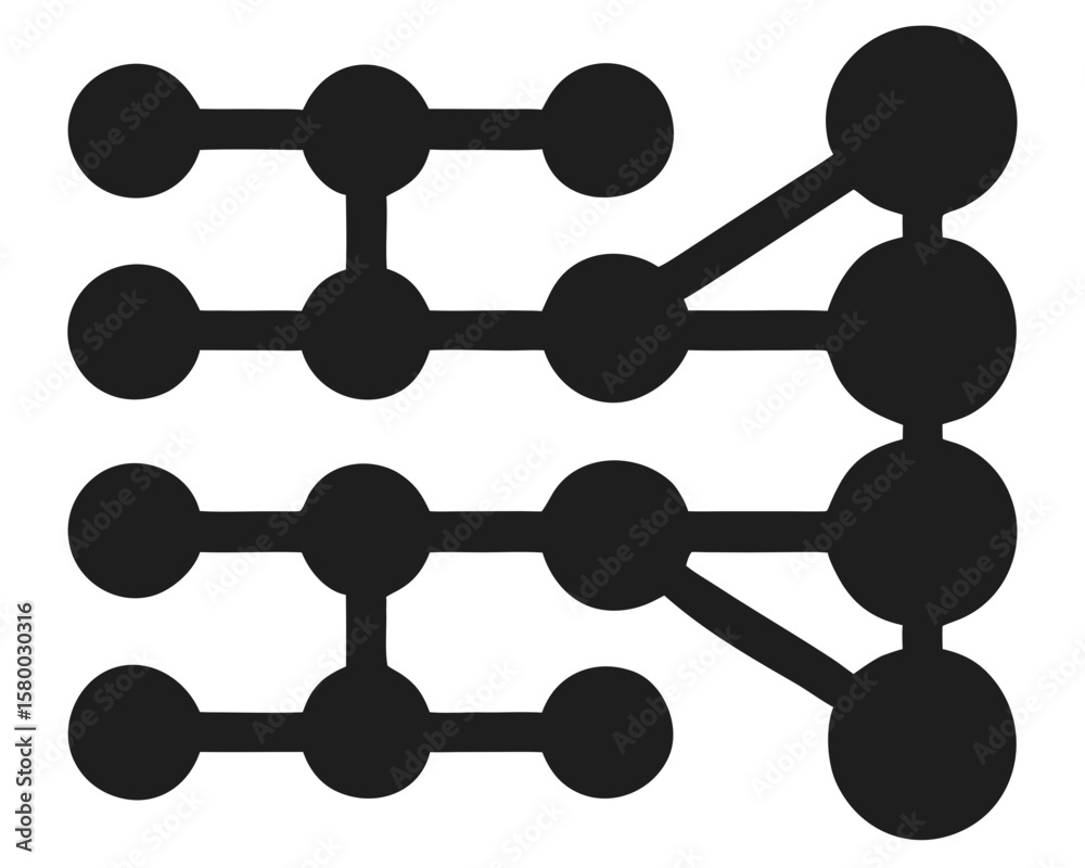 Aufkleber Elegant black vector silhouette depicting interconnected nodes and lines for design