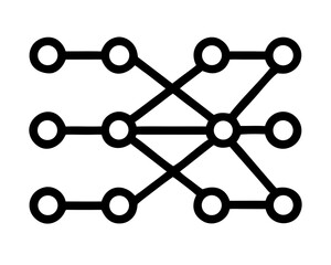 Elegant black silhouette design of interconnected nodes and lines with transparency