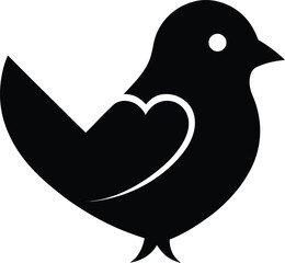 Dove holding a heart symbol of peace and love silhouette illustration