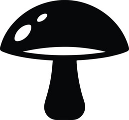 Black and white illustration of isolated forest mushroom on white background