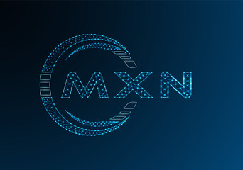 MXN low poly letter logo vector design. MXN lower poly logo design. Low poly logo.