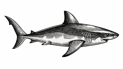 Hand Drawn Shark Illustration – Vintage Ocean Predator Sketch Art