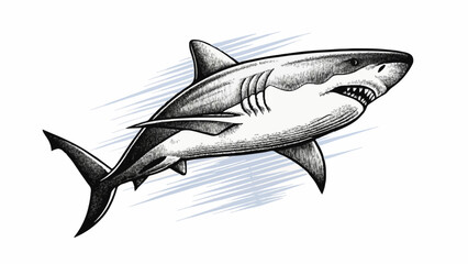 Speeding Shark Illustration – Hand Drawn Ocean Predator in Motion