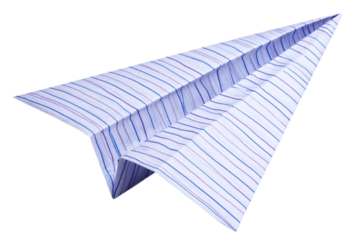 Striped Paper Airplane Isolated on Transparent Background - Powered by Adobe