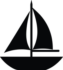 A vector silhouette of a yacht sailing on the sea, illustrating nautical travel and sport