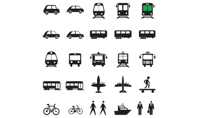 commercial vehicles line icon set vector