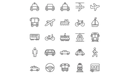Fototapeta premium commercial vehicles line icon set vector