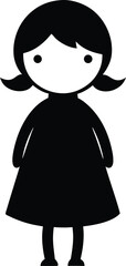 Simple Black and White Illustration of a Girl