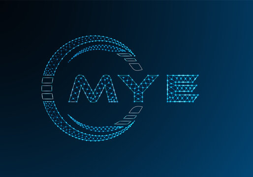 MYE low poly letter logo vector design. MYE lower poly logo design. Low poly logo.