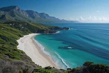 Fototapeta premium Breathtaking Secluded Beach and Ocean View Ideal for Relaxation and Tranquility