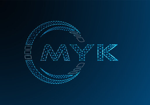 MYK low poly letter logo vector design. MYK lower poly logo design. Low poly logo.
