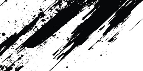 Black and white paintbrush strokes white transparent background. scratches for wallpaper, paint splatter template, dirt banner, watercolor design.