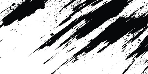 Black and white paintbrush strokes white transparent background. scratches for wallpaper, paint splatter template, dirt banner, watercolor design.