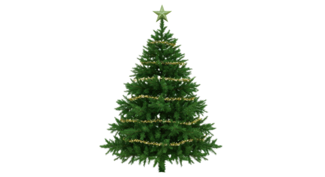 Festive Christmas Tree with Gold Decorations.