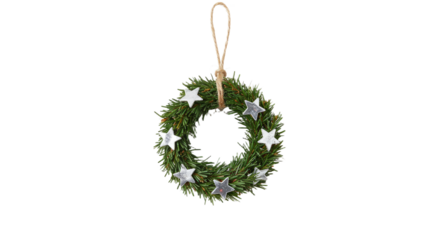 Festive Christmas Wreath with Silver Stars.