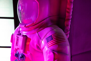 white astronaut space suit detail spaceman with american flag us