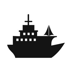 Obraz premium Minimalist silhouette of ship on white background for sea travel and naval themes