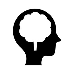 Tree growing inside human brain icon for green thinking and eco mindfulness themes