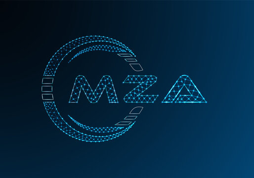 MZA low poly letter logo vector design. MZA lower poly logo design. Low poly logo.