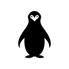 Penguin standing upright in minimalist silhouette for arctic wildlife themes