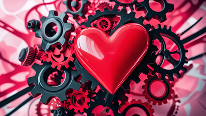 vibrant red heart with gentle rounded ai genrative