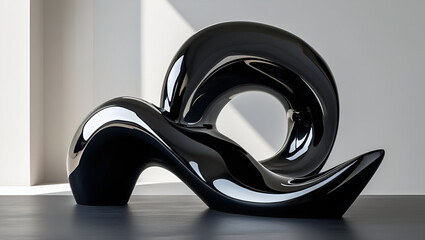 mesmerizing abstract black glossy sculpt ai genrative