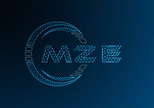 MZE low poly letter logo vector design. MZE lower poly logo design. Low poly logo.