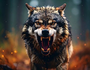 Ferocious wolf portrait