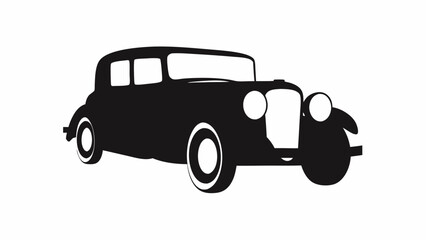 Retro Classic Car Silhouette Front View – Vintage Vehicle Vector Design