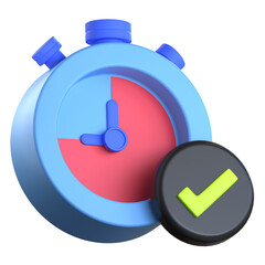 3D On Time Icon Colorful Design